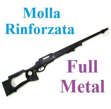 Fucile softair full metal modello vsr tactical  colore nero a molla rinforzata con calcio anatomico  - fucile softair a molla modello da cecchino in metallo con calcio anatomico.